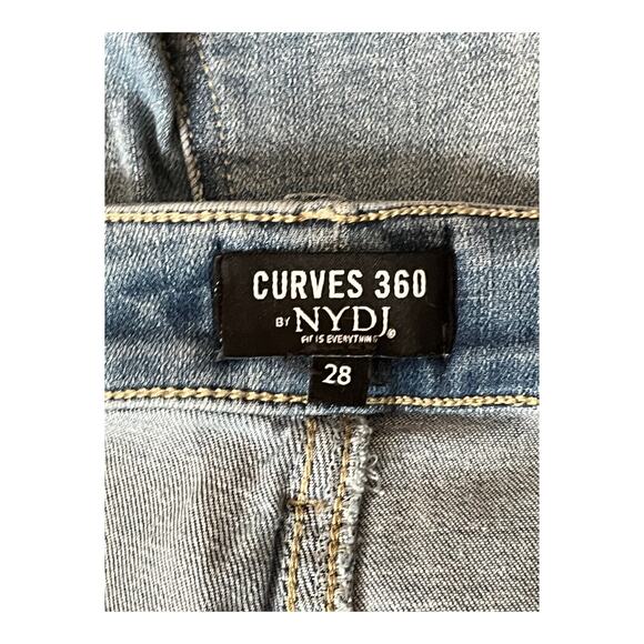 Curves 360 by NYDJ jeans frayed lace up hem ankle slim blue size 28 - Picture 4 of 5